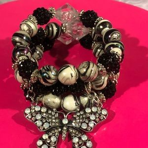 Triple Stack Butterfly Charm Bracelet Set